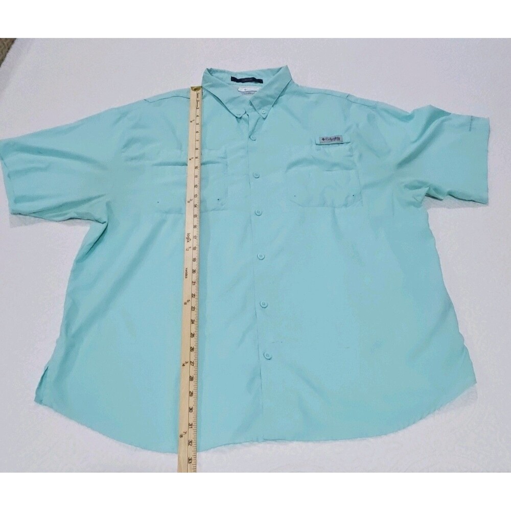 Columbia PFG Tamiami II Men’s XXL Aqua Blue Short Sleeve Fishing Shirt Vent